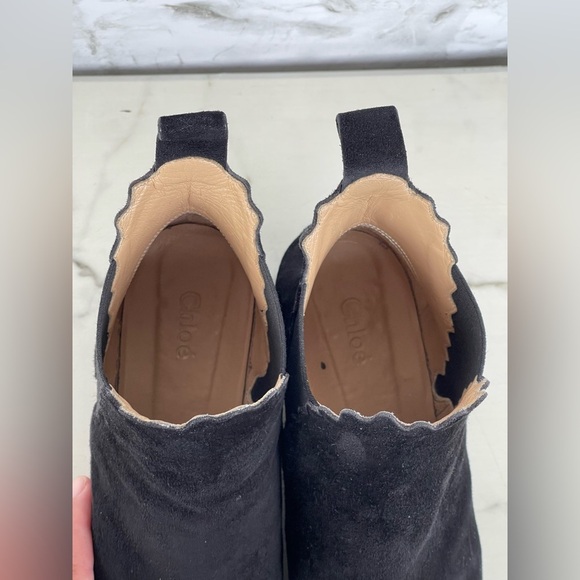 CHLOE Lauren Scalloped Suede Ankle Boot 37.1/2 - Picture 5 of 11